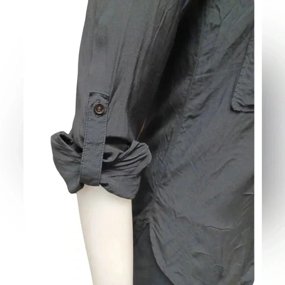 Zara Woman Black Long Sleeve Button Down Top Size Medium - Picture 4 of 9